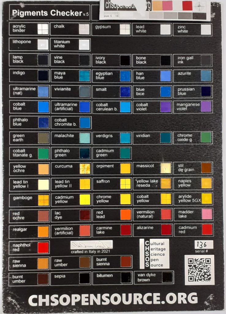 Colour photograph of pigment checker chart. Click on the link at the bottom of this page for the chart specifications.